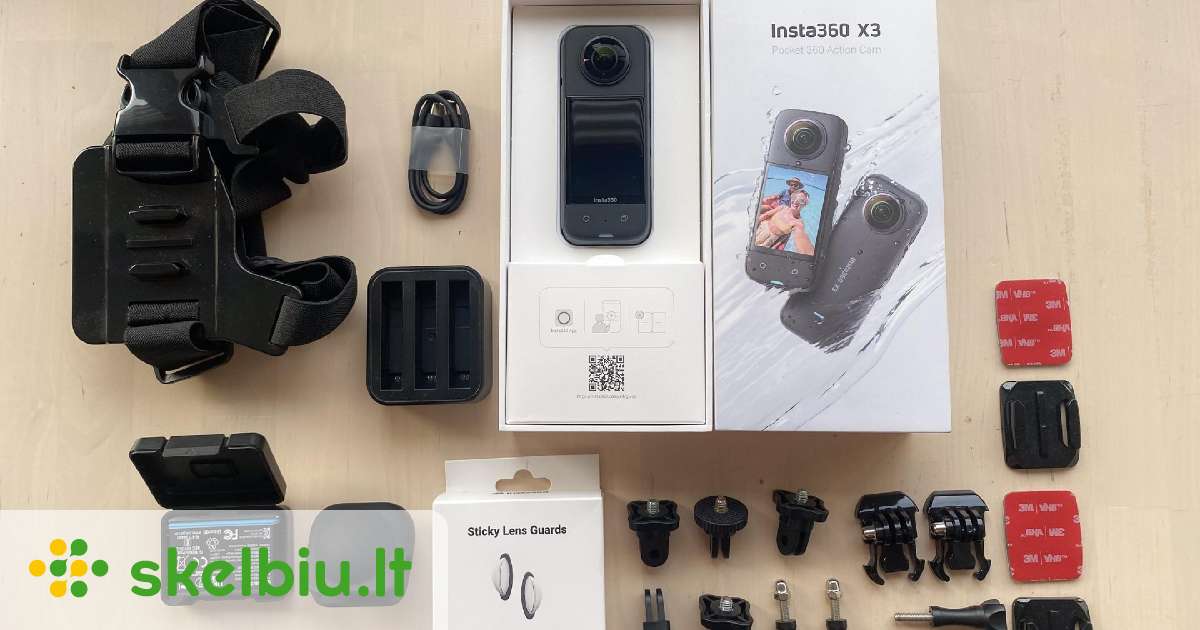 Insta360 X3 Su Papildoma Baterija Ir Priedais Skelbiu Lt