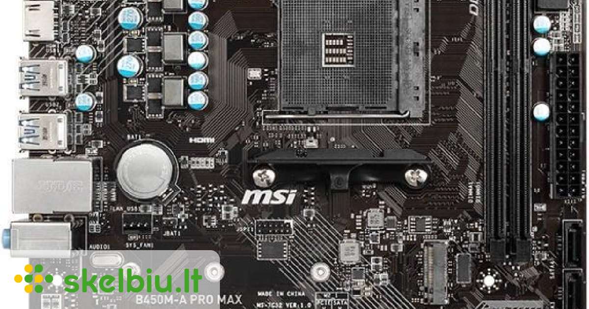 Pagrindinė plokštė Msi B450m a Pro Max Skelbiu lt