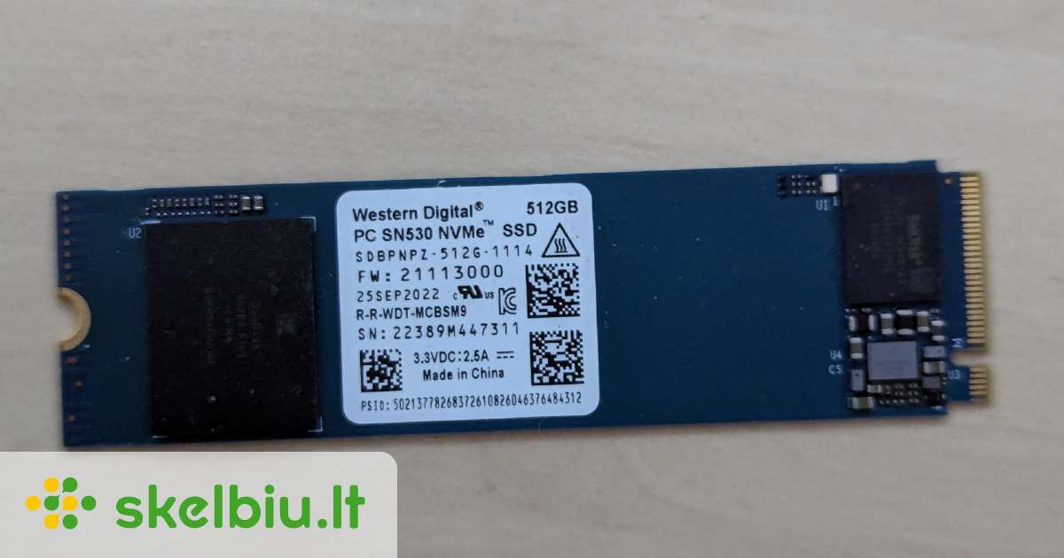 Western Digital 512gb SSD (Pc Sn530 Sdbpnpz-512g) - Skelbiu.lt