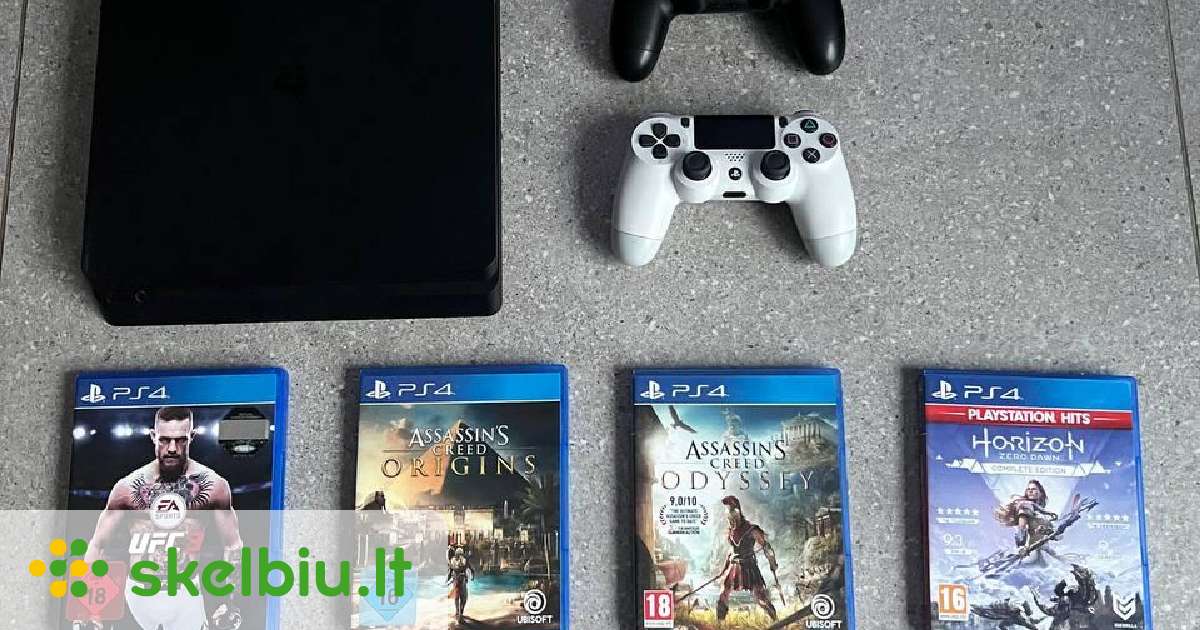 Ps4 Slim 500gb su dviem pulteliais + 4 žaidimai Skelbiu.lt