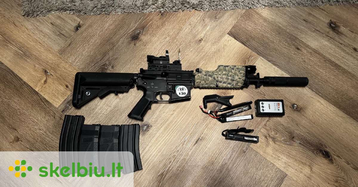 Airsoft ginklas 1.67j m4 cqb su priedais - Skelbiu.lt