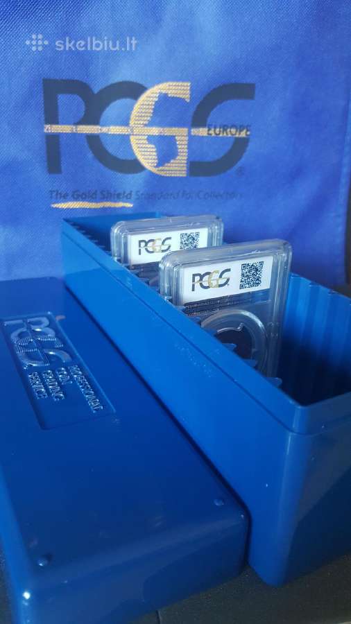Dėžutė talpinanti 20 vnt. Pcgs sertifikuotų monetų