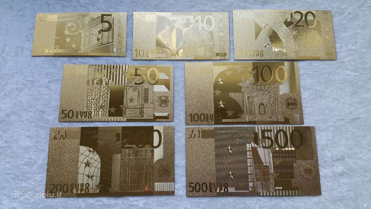Suvenyriniai aukso spalvos euro banknotai - nuotraukos Nr. 3