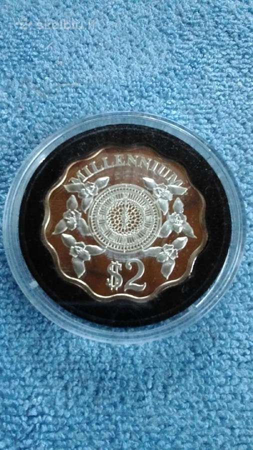 Moneta, Cayman islands, 2000 m. 2 dollars, Ag