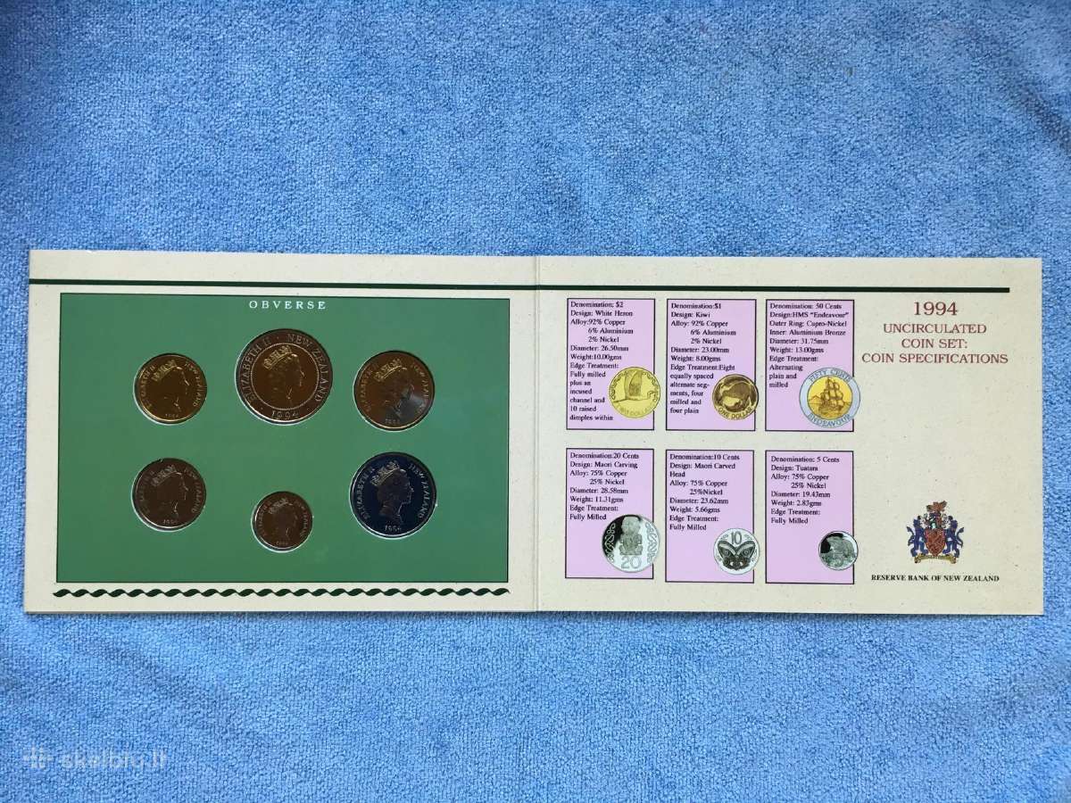 Monetu rinkinys, New Zealand, 1994m, cu-ni - nuotraukos Nr. 2