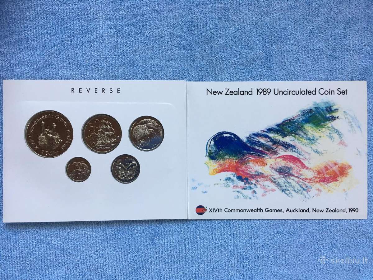 Monetu rinkinys, New Zealand, 1989m, cu-ni