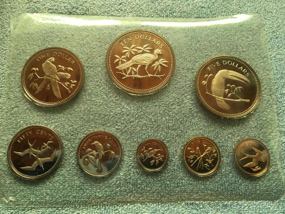 Monetu rinkinys belize 1974m, proof cu-ni