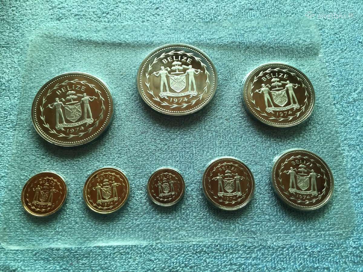 Monetu rinkinys belize 1974m, proof cu-ni - nuotraukos Nr. 2