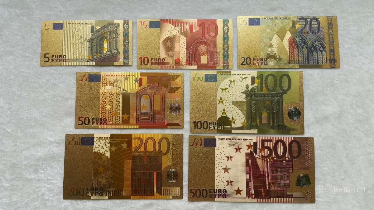Suvenyriniai Aukso Spalvos Euro Banknotai Skelbiu Lt