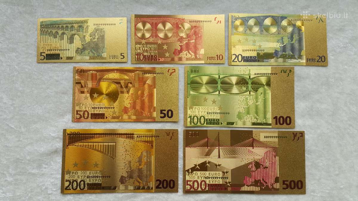Suvenyriniai aukso spalvos euro banknotai - nuotraukos Nr. 2
