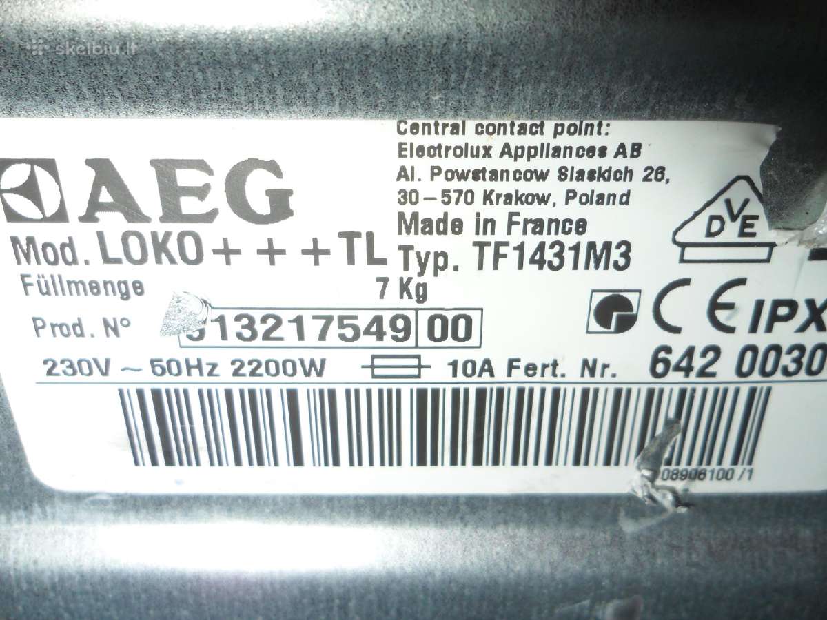 Aeg Siaura Skalbimo Masina A++ + - nuotraukos Nr. 6