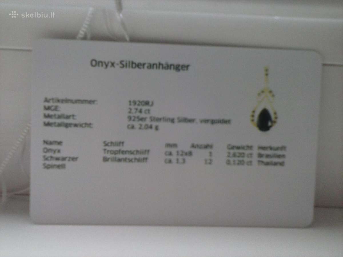 Oniksas Pakabukas sidabr. - nuotraukos Nr. 3