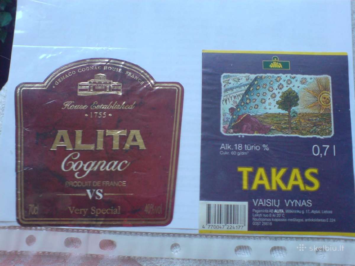 Senos alkoholio etiketės ,Alyta"