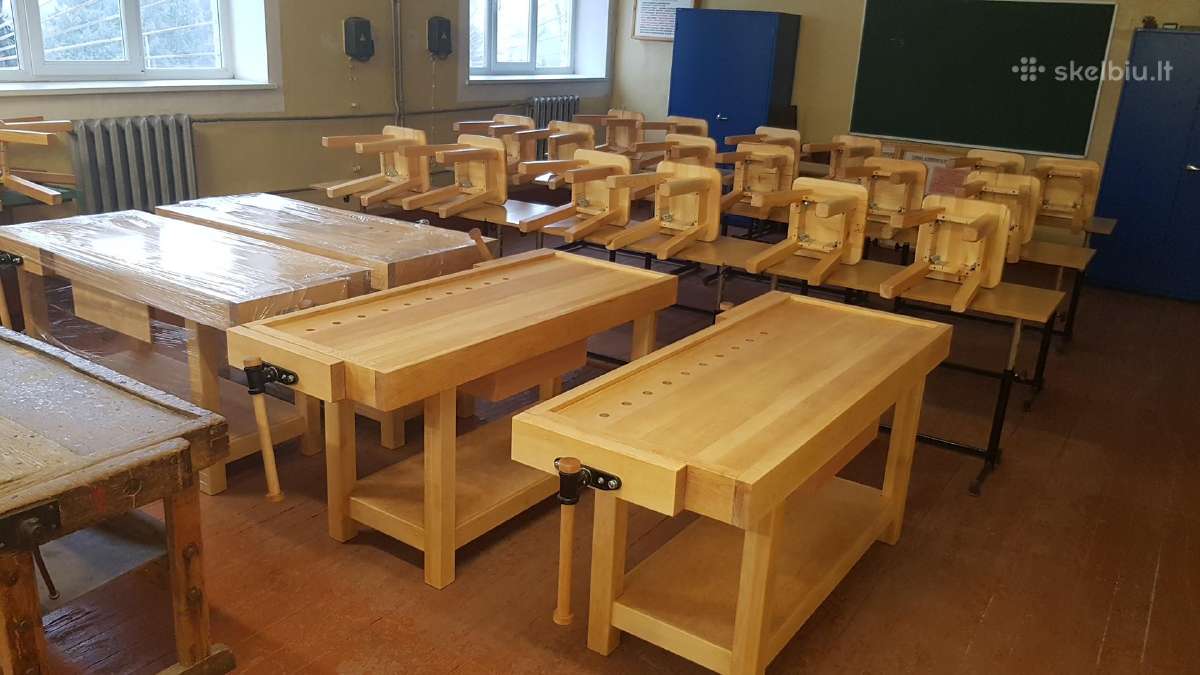 Mediniai stalai mokykloms. Mediniai darbastaliai - nuotraukos Nr. 2