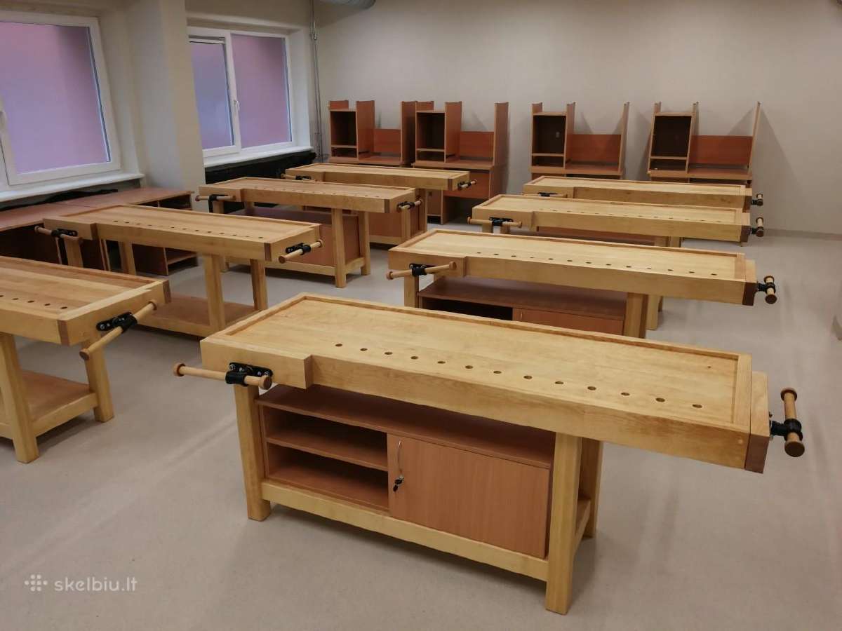 Mediniai stalai mokykloms. Mediniai darbastaliai - nuotraukos Nr. 3