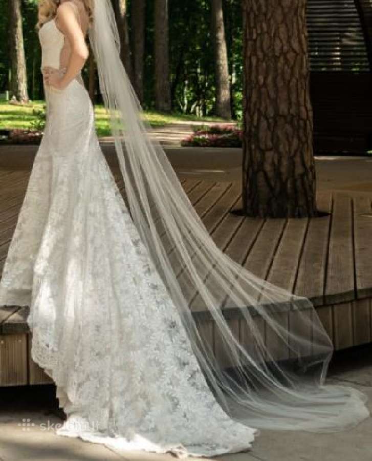 Parduodama prabangi, elegantiška vestuvinė suknelė