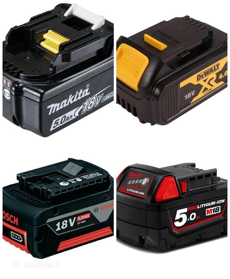 Akumuliatoriai:krovikliai:milwaukee:makita:dewalt