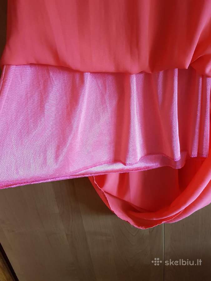 Koralinės spalvos ilgas sijonas - nuotraukos Nr. 4