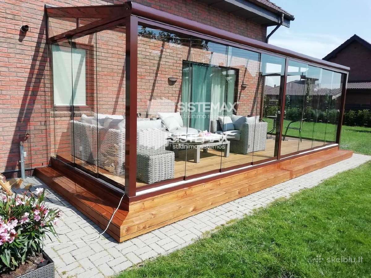 Terasų stiklinimas, stoginės, verandos - nuotraukos Nr. 19
