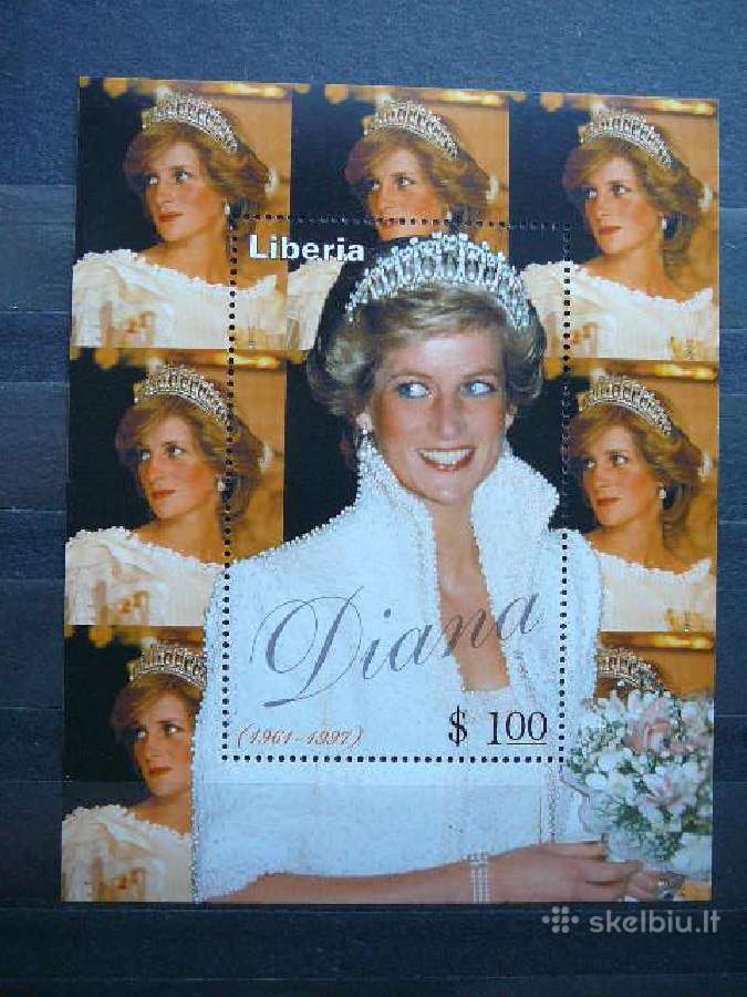 Velso princesė Diana Liberija 1987 svarus blk358