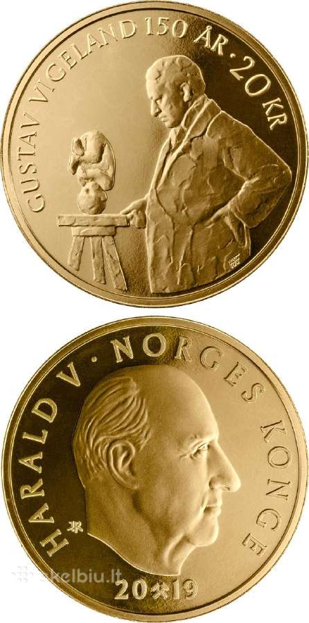 Norvegija 20 Kronų, 2019 150th Gustav Vigeland - nuotraukos Nr. 2