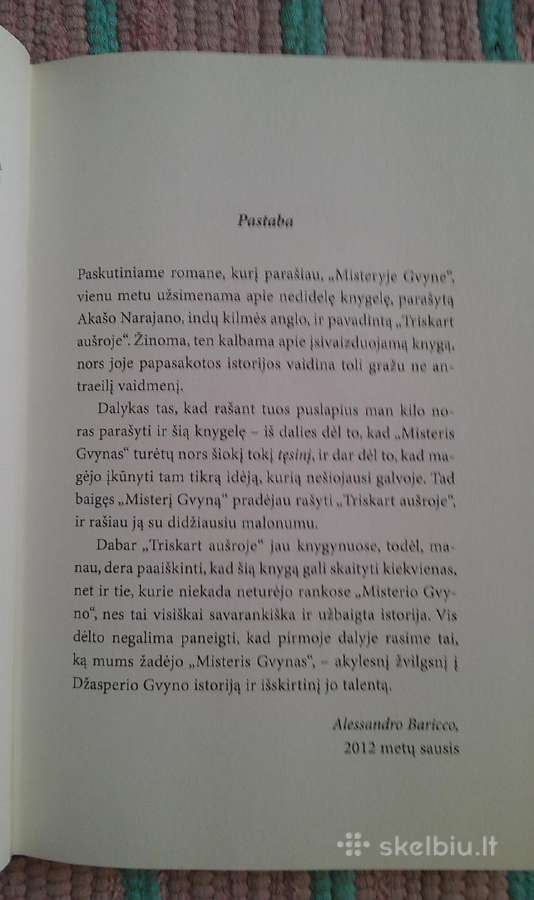 "Triskart aušroje"romanas Alessandro Baricco - nuotraukos Nr. 2