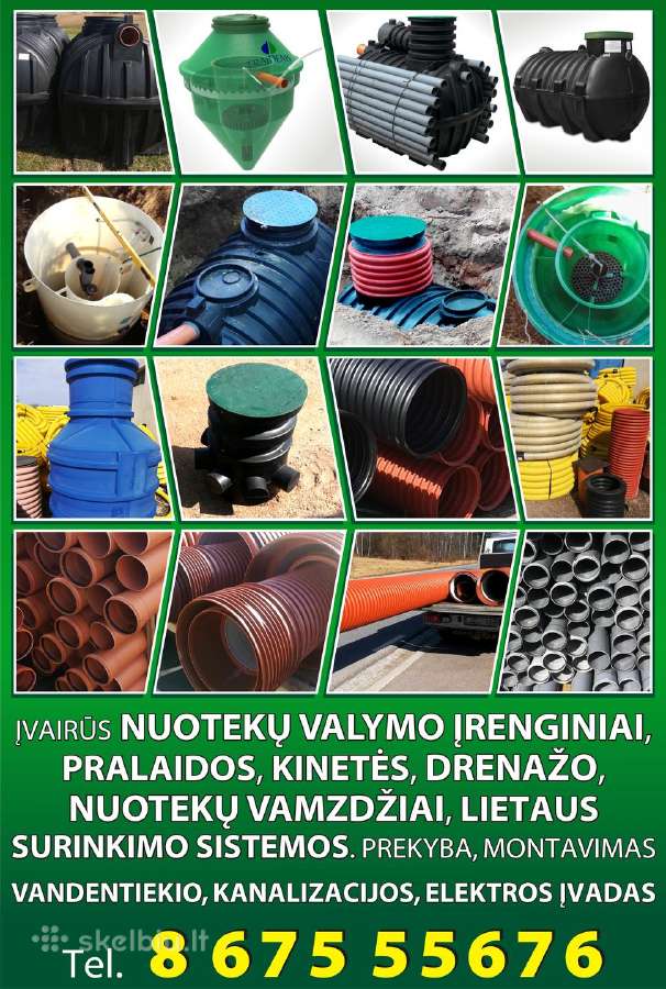 Drenažo,nuoteku valymo vamzdžiai,kinetės,pralaidos