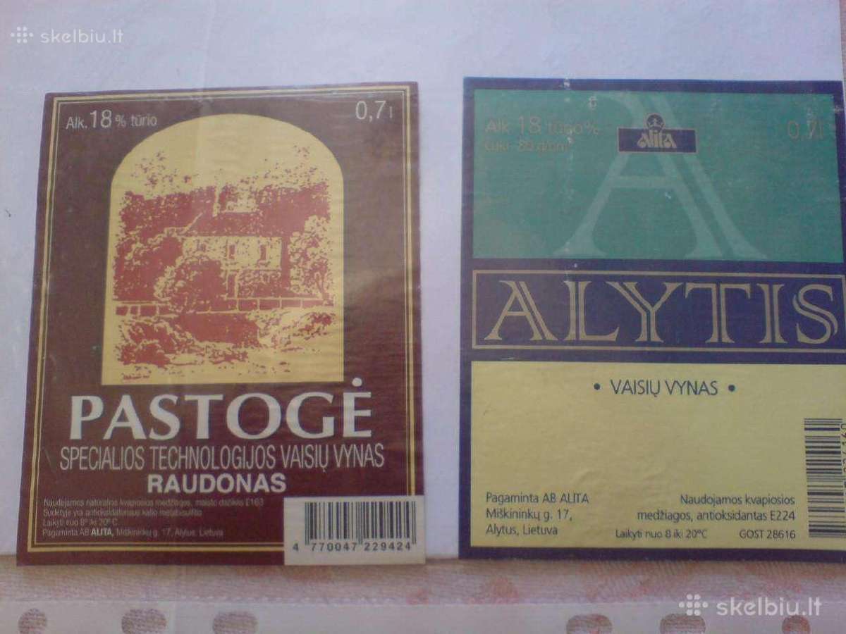 Senos alkoholio etiketės ,Alyta" -1 - nuotraukos Nr. 3