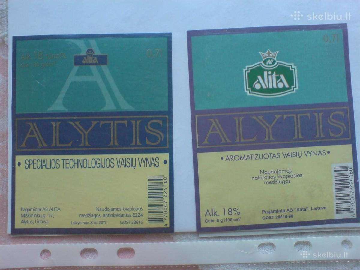 Senos alkoholio etiketės ,Alyta" -1 - nuotraukos Nr. 5