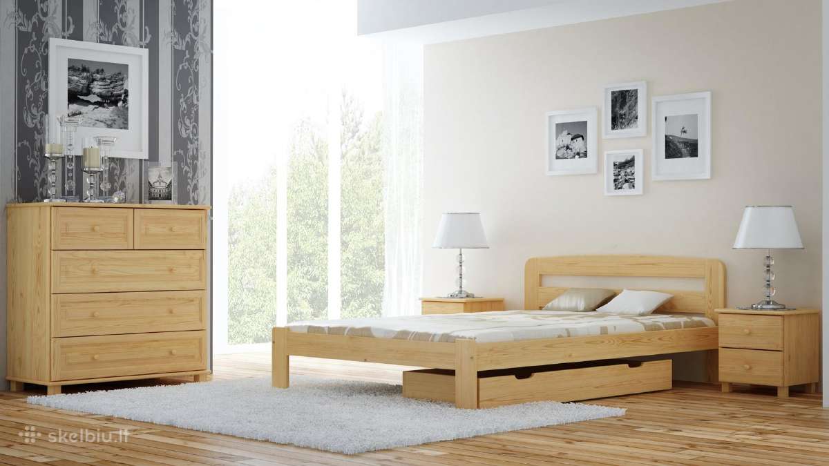 Akcija! Nauja medinė lova 140x200 tik 135eur - nuotraukos Nr. 3