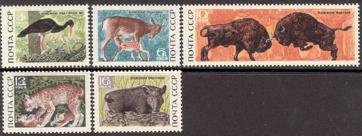 Ussr 1969. Belovezo girios fauna.