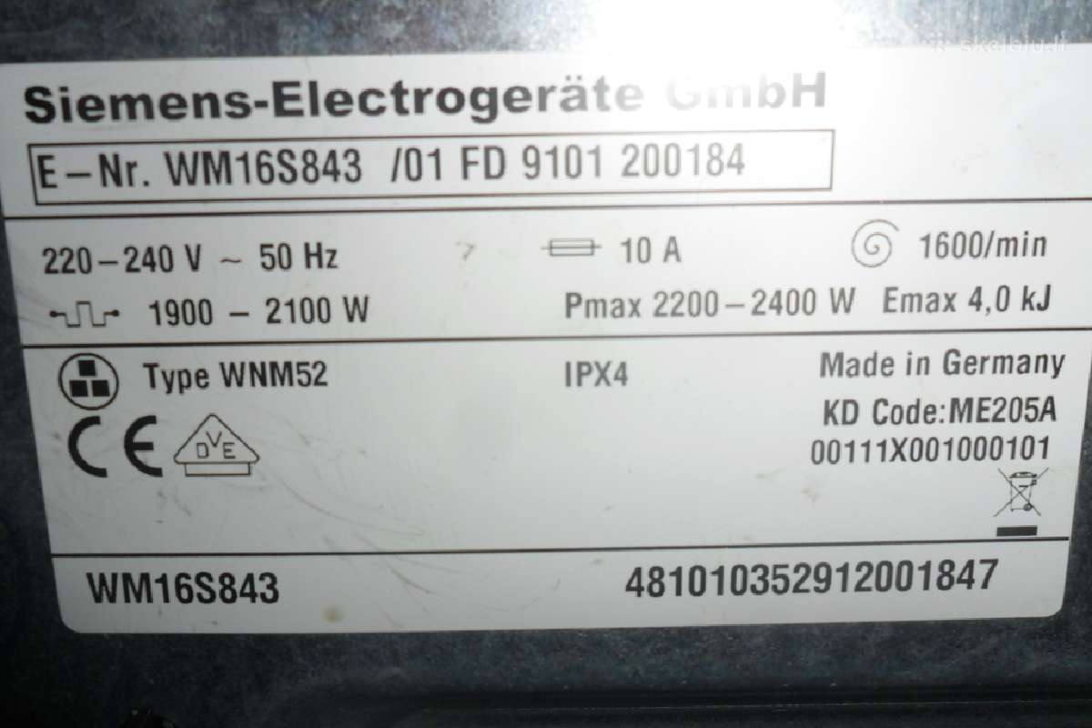 Siemens Wm16s843 A++ - nuotraukos Nr. 5
