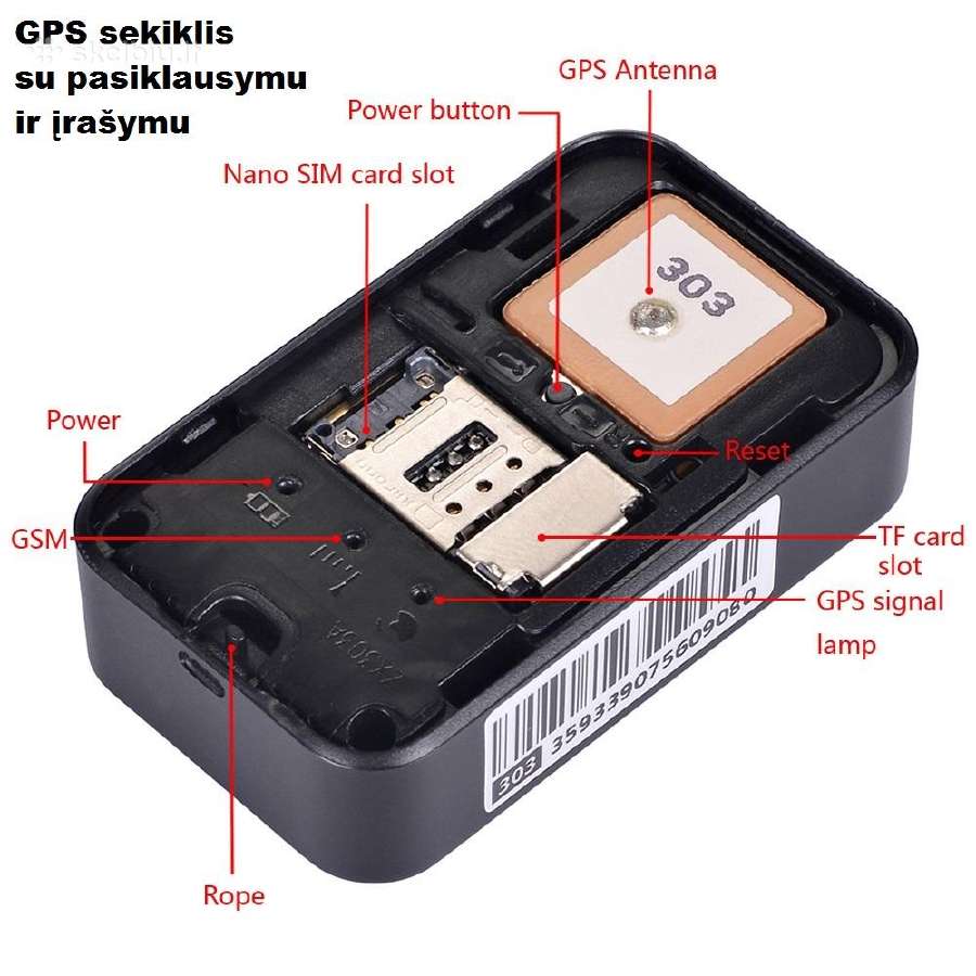 Mini GPS sekiklis su automatiniu pokalbių įrašymu