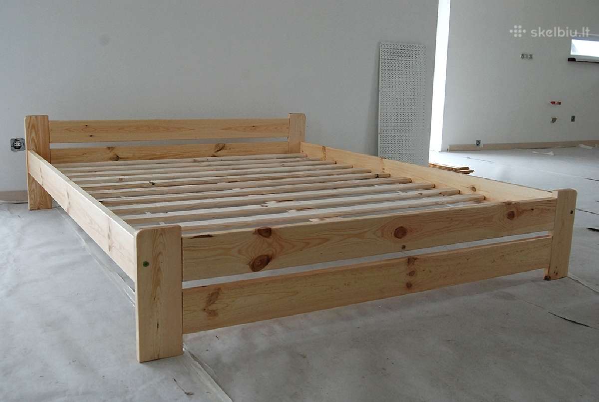Nauja dvigulė natūralaus medžio masyvo lova140x200 - nuotraukos Nr. 3