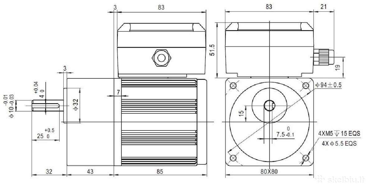 Motoreduktorius 25 W. 7,0 aps/min - nuotraukos Nr. 2
