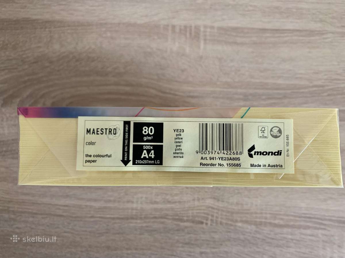 Spalvotas popierius Maestro Color A4 80g - nuotraukos Nr. 2