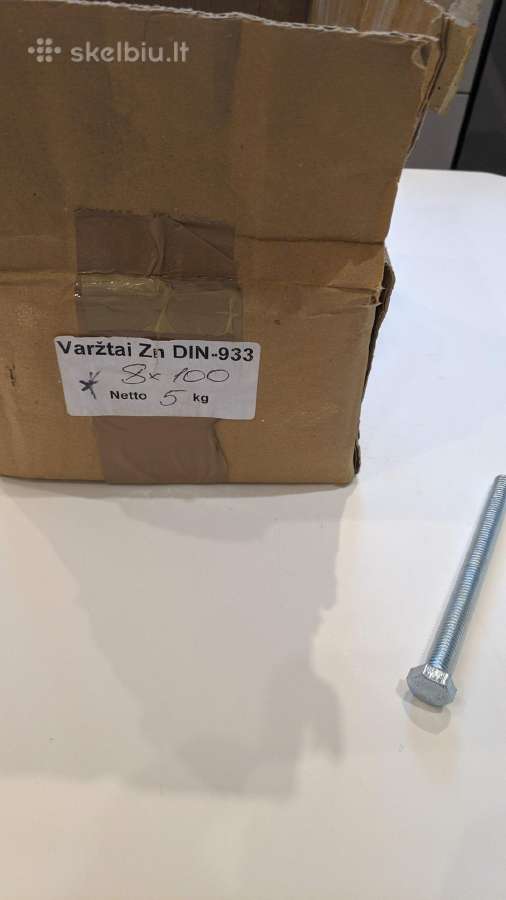 Varžtai Din933, M8 x 100 mm (3.2kg=90vnt.) - nuotraukos Nr. 5