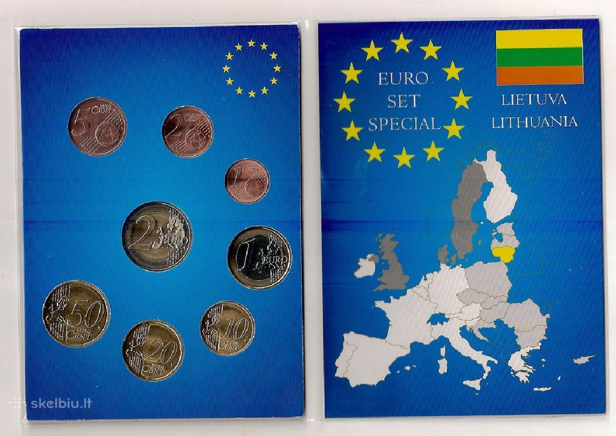 Dėkliukas su Lietuvos Euro monetom unc