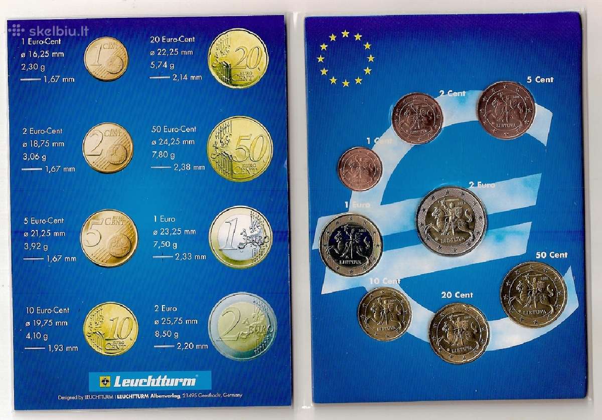 Dėkliukas su Lietuvos Euro monetom unc - nuotraukos Nr. 2