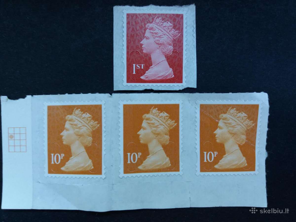 4 vnt. Jungtinės Karalystės pašto ženklų už 1.50€.