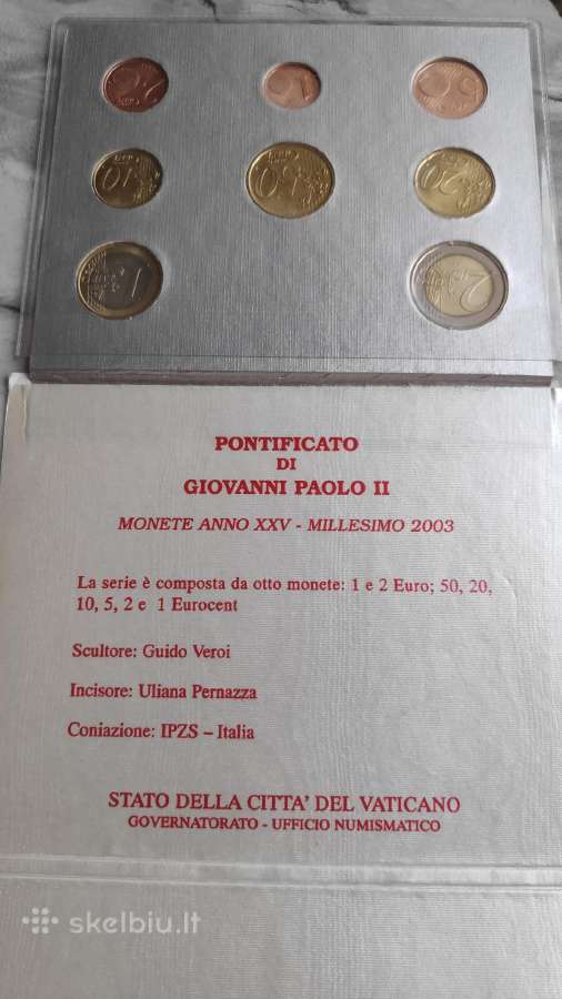 Vatikano 2003 euro monetų rinkinys - nuotraukos Nr. 2