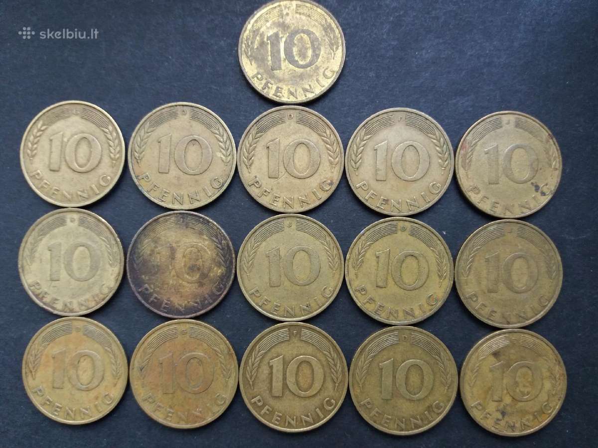 Vokietijos (VFR) 10 pfenigų nominalo monetos - nuotraukos Nr. 3