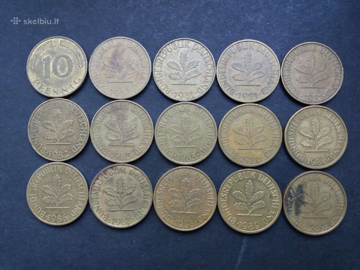 Vokietijos (VFR) 10 pfenigų nominalo monetos - nuotraukos Nr. 4