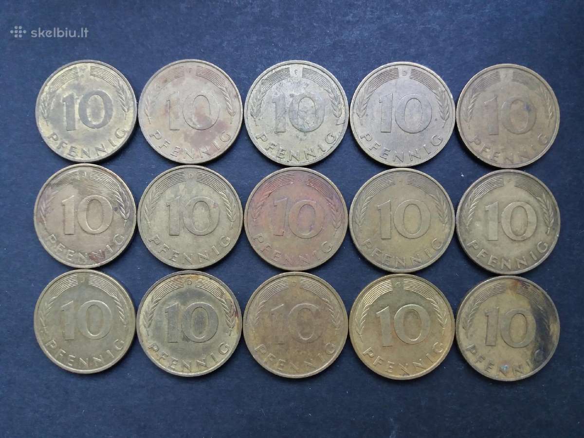 Vokietijos (VFR) 10 pfenigų nominalo monetos - nuotraukos Nr. 5