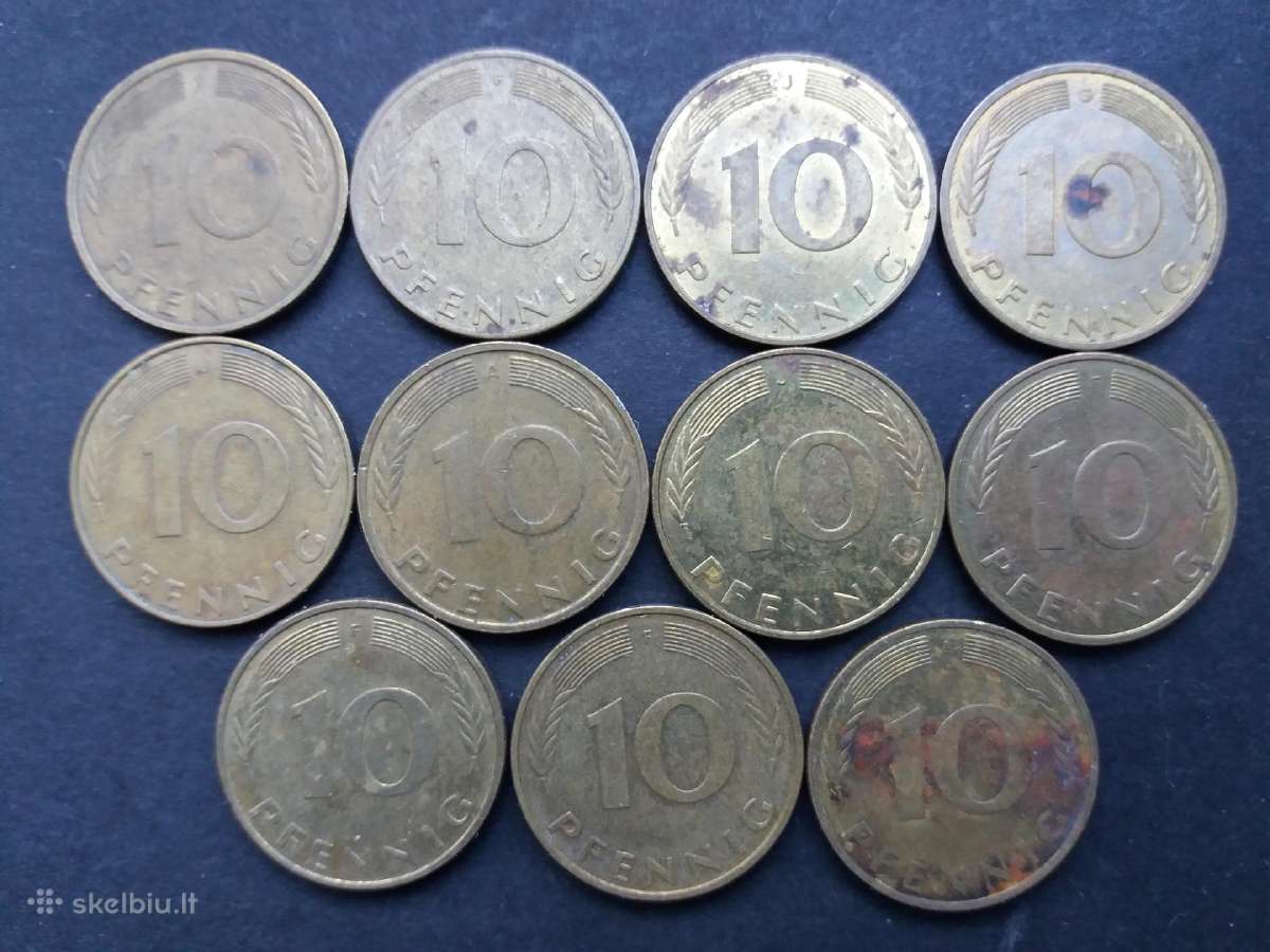 Vokietijos (VFR) 10 pfenigų nominalo monetos - nuotraukos Nr. 7