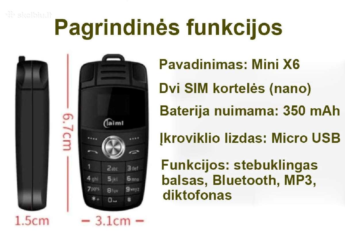 Mini telefonai X6 H-mobile ir B-v8 - nuotraukos Nr. 4