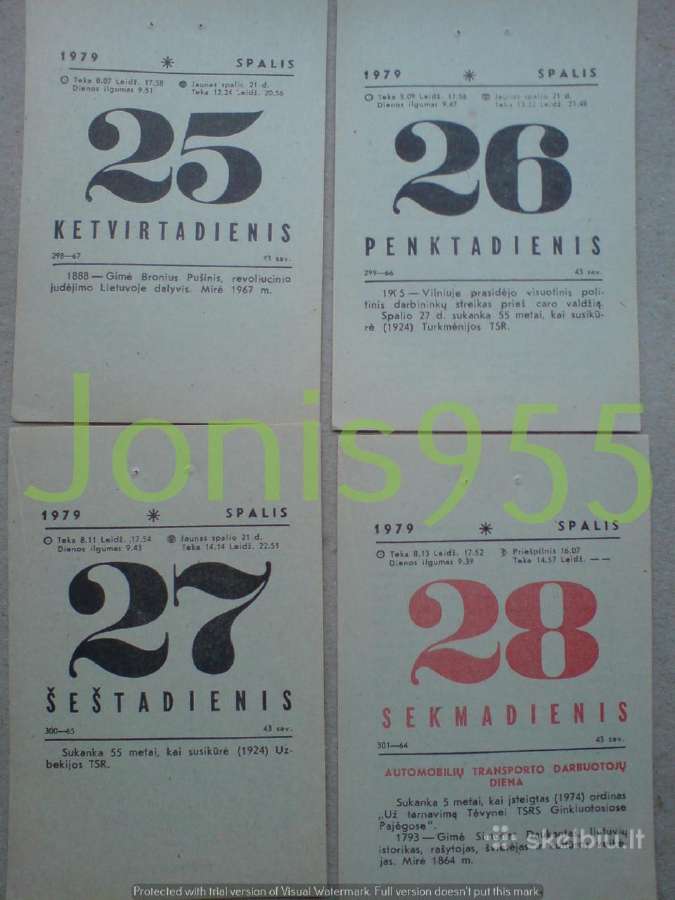 Kalendoriaus lapeliai - 1979m. - nuotraukos Nr. 4