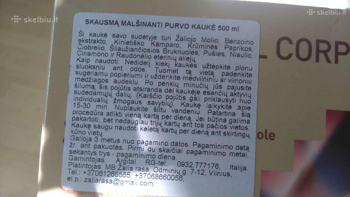 Argital skausma malsinanti purvo kauke 500 ml - nuotraukos Nr. 2