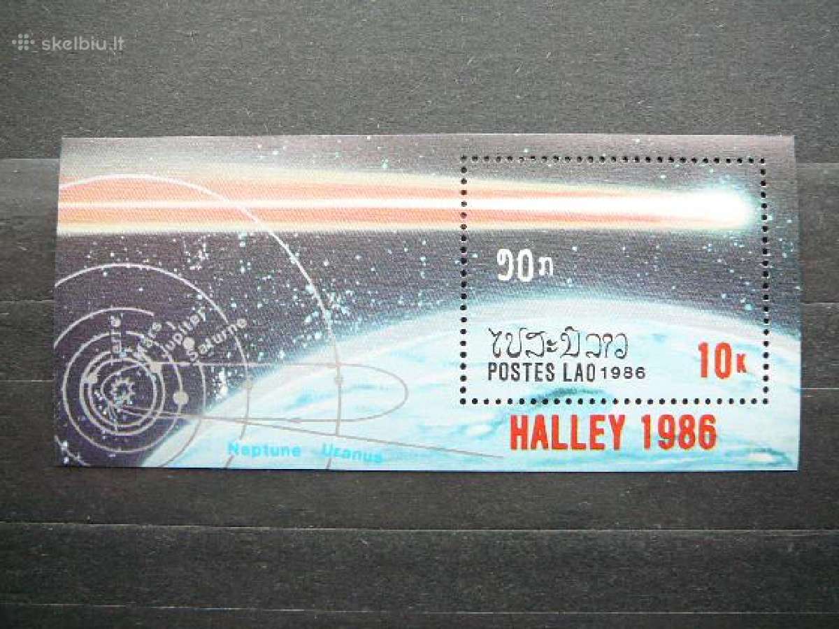 Kosmosas Kometa Halley Laosas 1986 svarus blk762