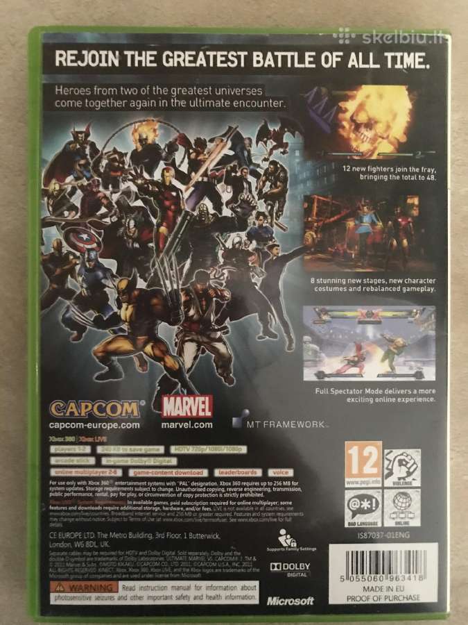 Parduodu xbox360 zaidima Ultimate marvel vs capcom - nuotraukos Nr. 8